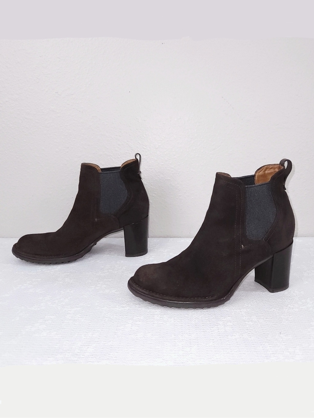 Alberto Fermani Chelsea Boots EU 40.5 Brown Pull-On Heeled Ankle Booties ITALY